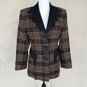 Vintage HV8 Brown/Black Tweed Blazer Size 36 (See Measurements)
